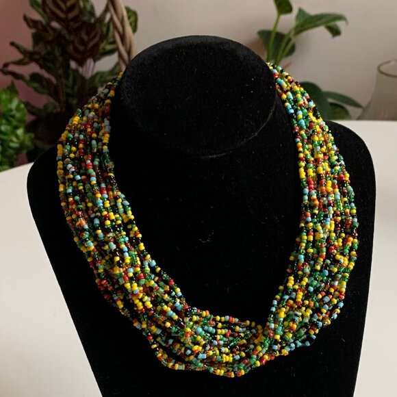 Multi Color Seed Bead Choker - Picture 1 of 4